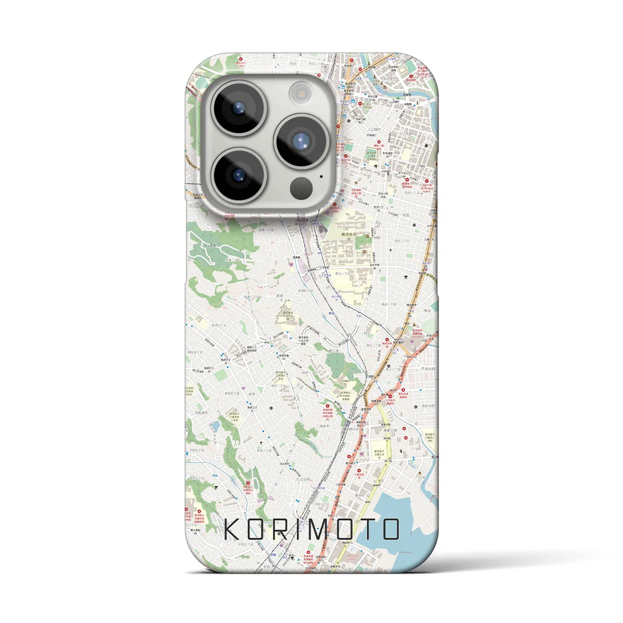 【郡元】地図柄iPhoneケース（バックカバータイプ・ナチュラル）iPhone 15 Pro 用