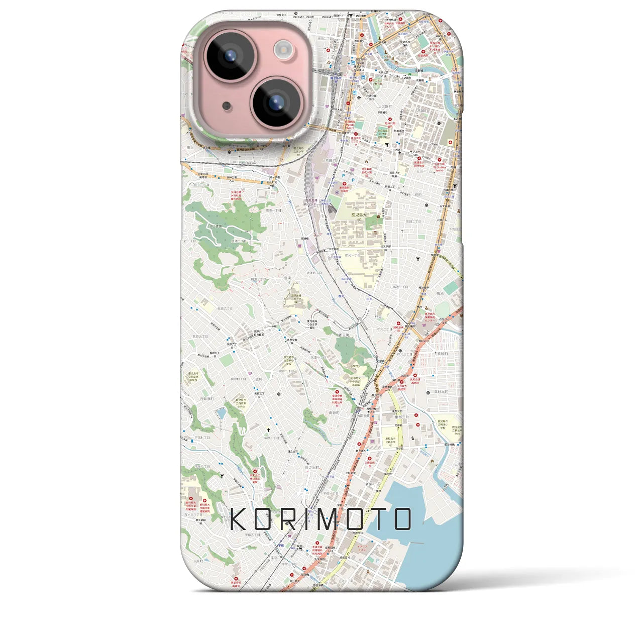 【郡元】地図柄iPhoneケース（バックカバータイプ・ナチュラル）iPhone 15 Plus 用