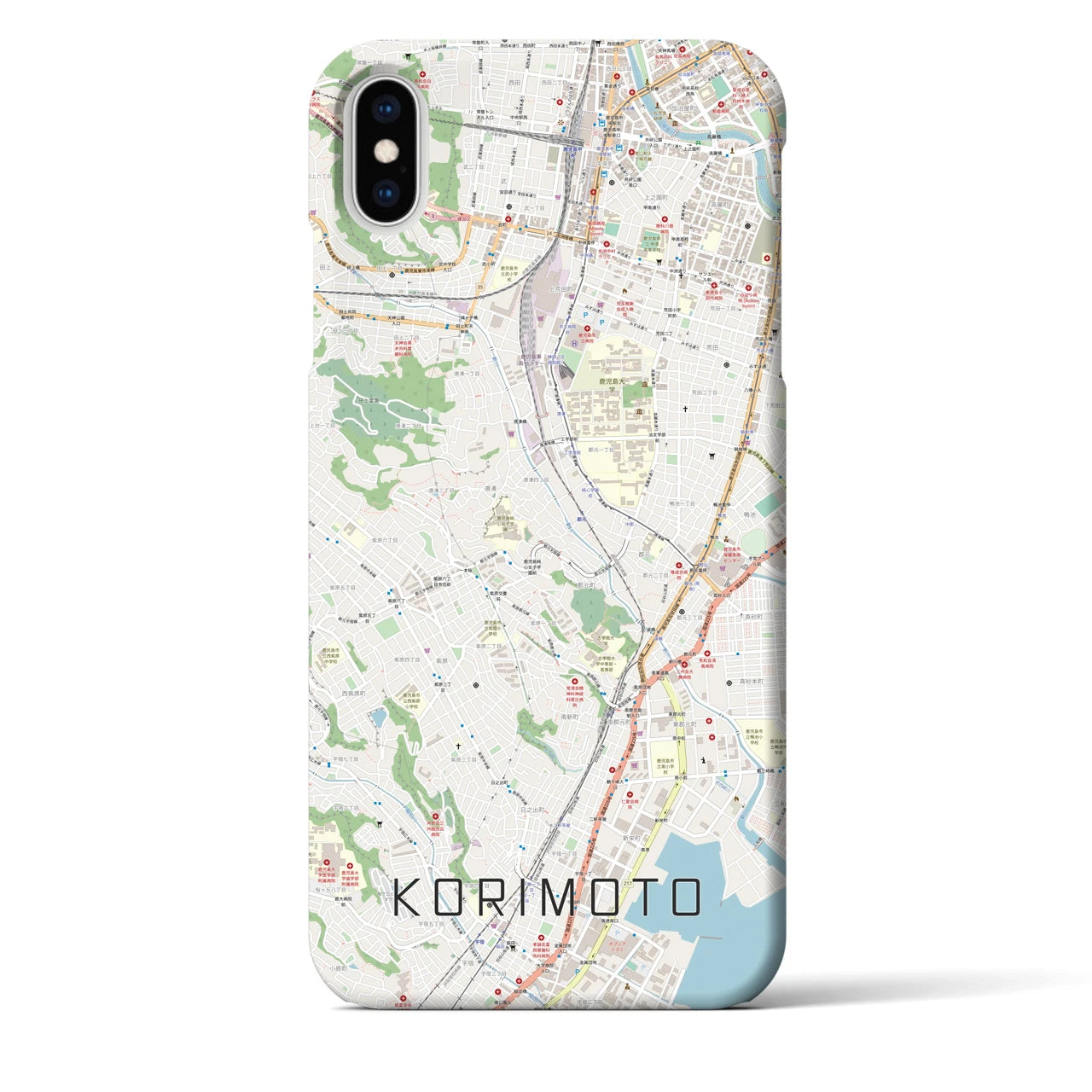 【郡元】地図柄iPhoneケース（バックカバータイプ・ナチュラル）iPhone XS Max 用