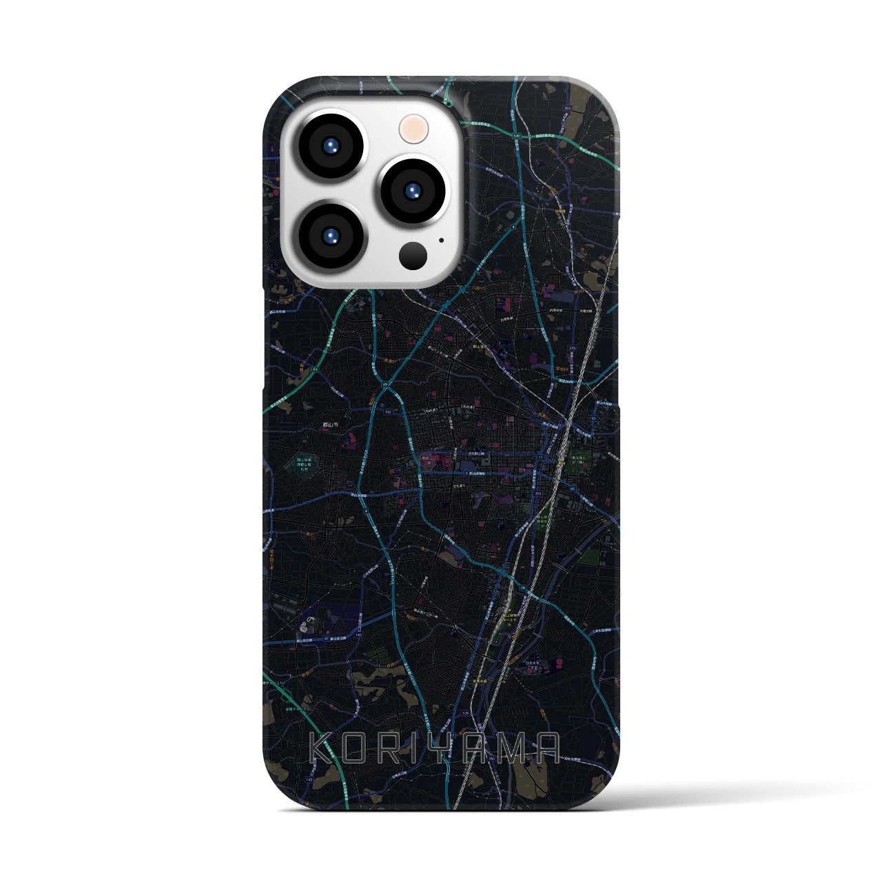 【郡山】地図柄iPhoneケース（バックカバータイプ・ブラック）iPhone 13 Pro 用