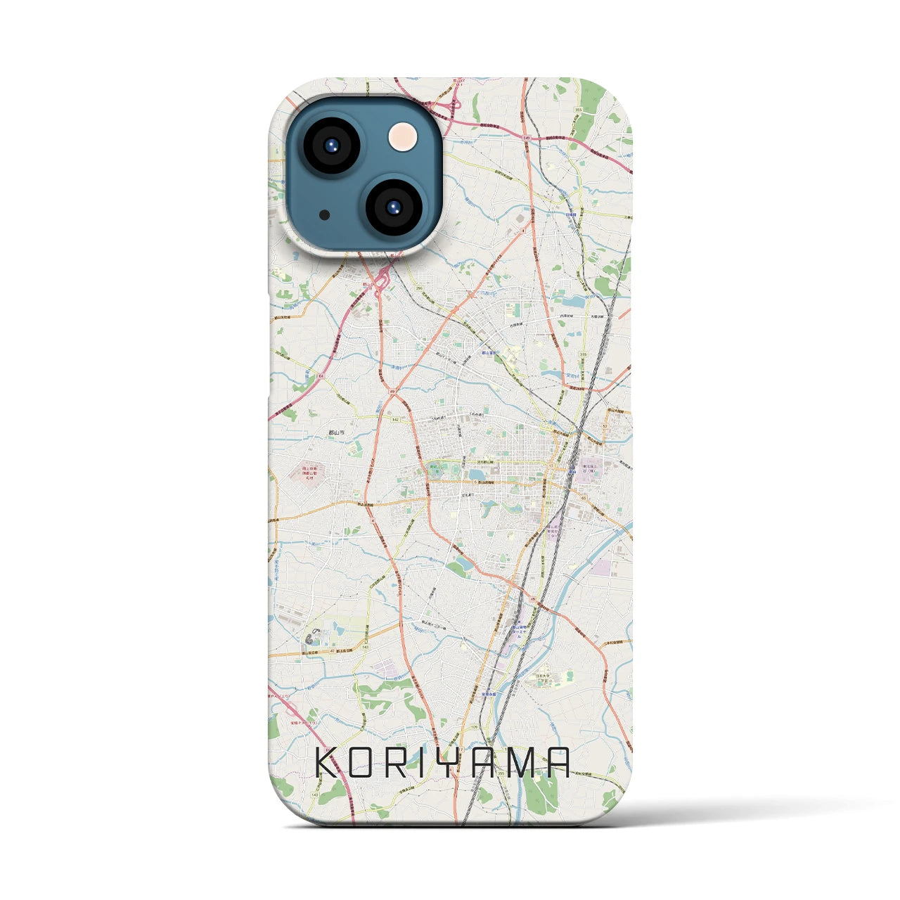 【郡山】地図柄iPhoneケース（バックカバータイプ・ナチュラル）iPhone 13 用