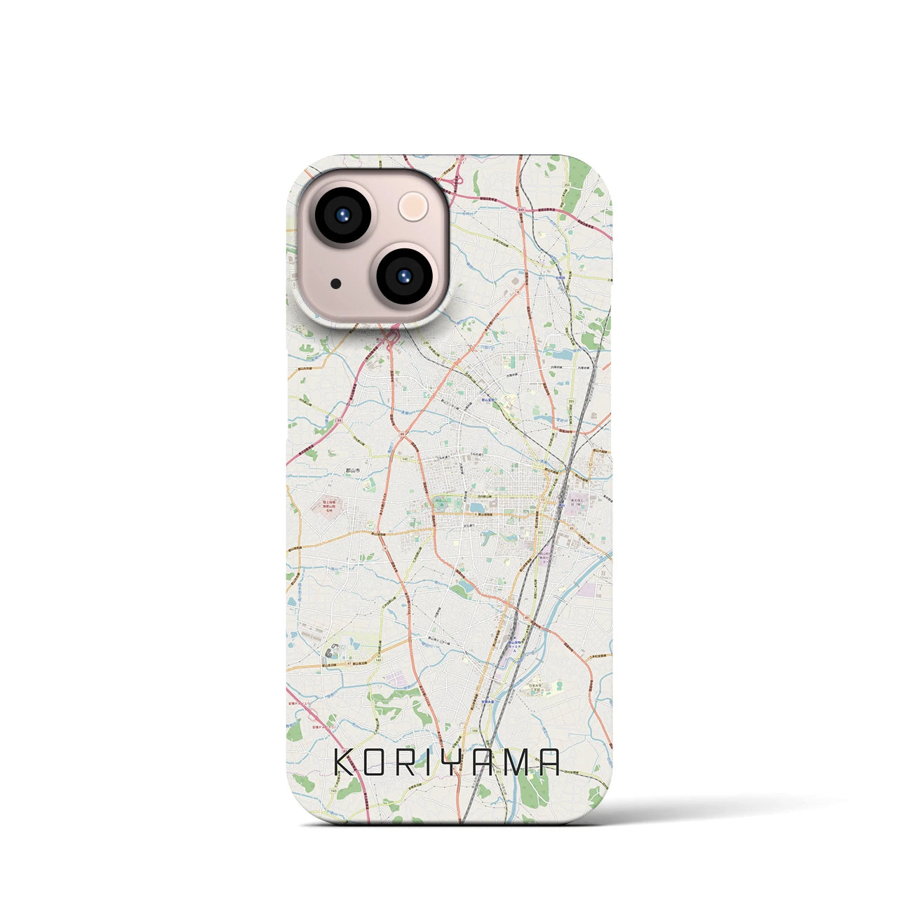【郡山】地図柄iPhoneケース（バックカバータイプ・ナチュラル）iPhone 13 mini 用