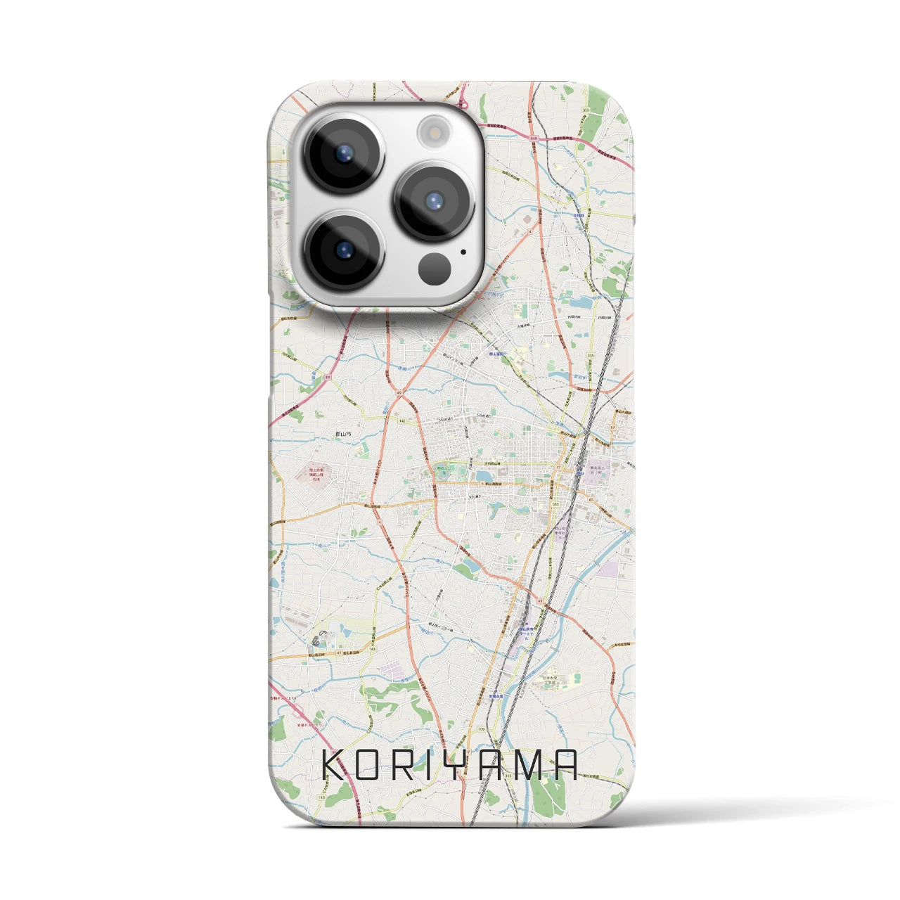 【郡山】地図柄iPhoneケース（バックカバータイプ・ナチュラル）iPhone 14 Pro 用