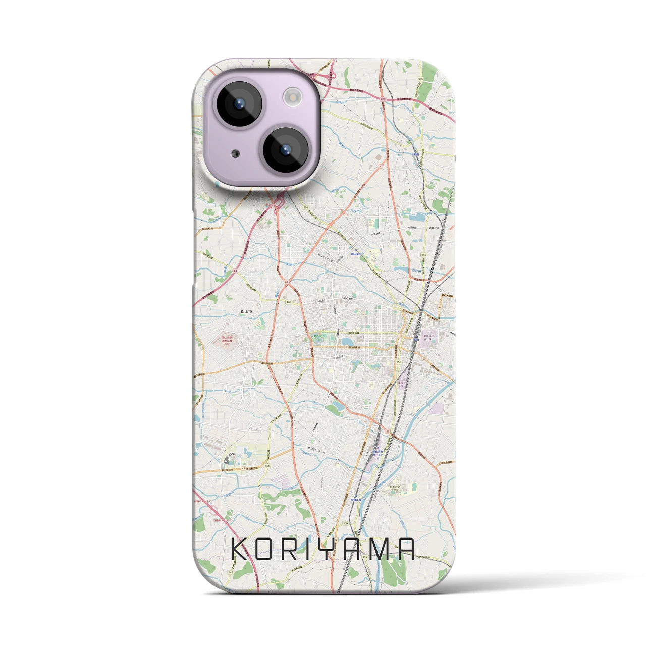 【郡山】地図柄iPhoneケース（バックカバータイプ・ナチュラル）iPhone 14 用