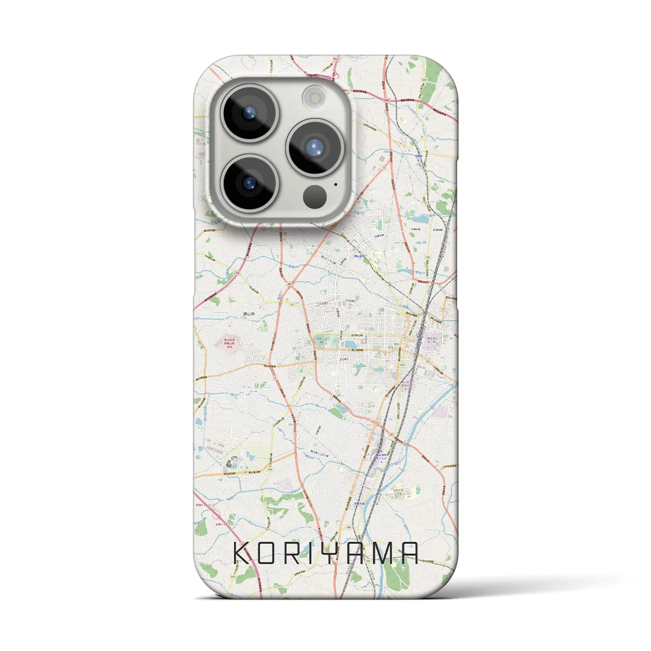 【郡山】地図柄iPhoneケース（バックカバータイプ・ナチュラル）iPhone 15 Pro 用