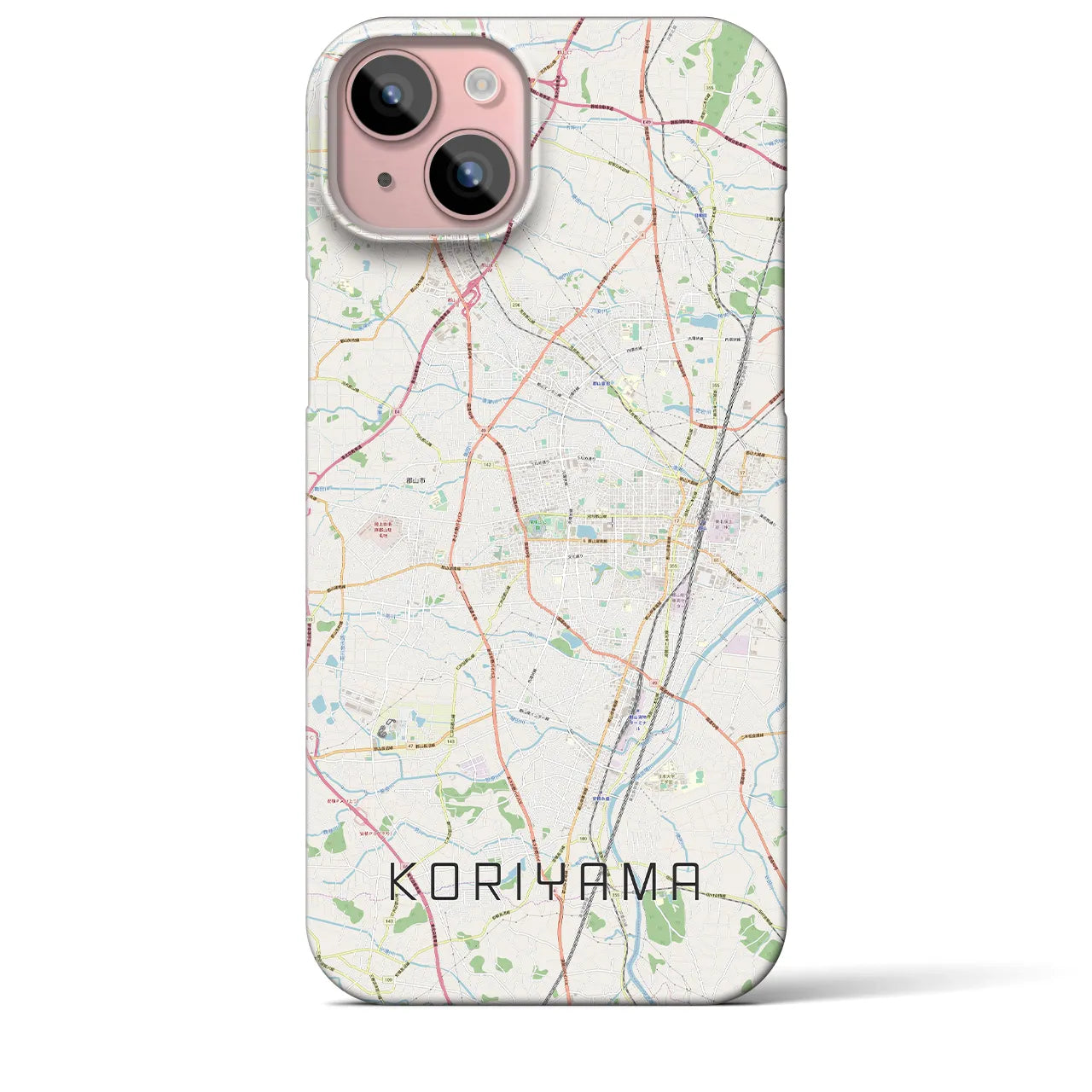 【郡山】地図柄iPhoneケース（バックカバータイプ・ナチュラル）iPhone 15 Plus 用