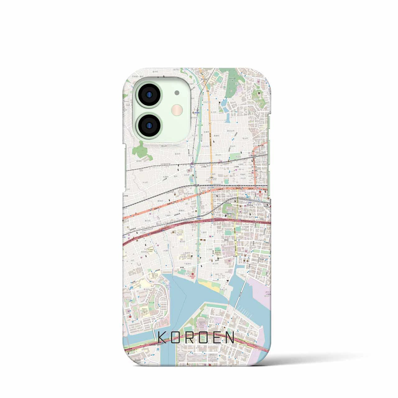 【香櫨園】地図柄iPhoneケース（バックカバータイプ・ナチュラル）iPhone 12 mini 用