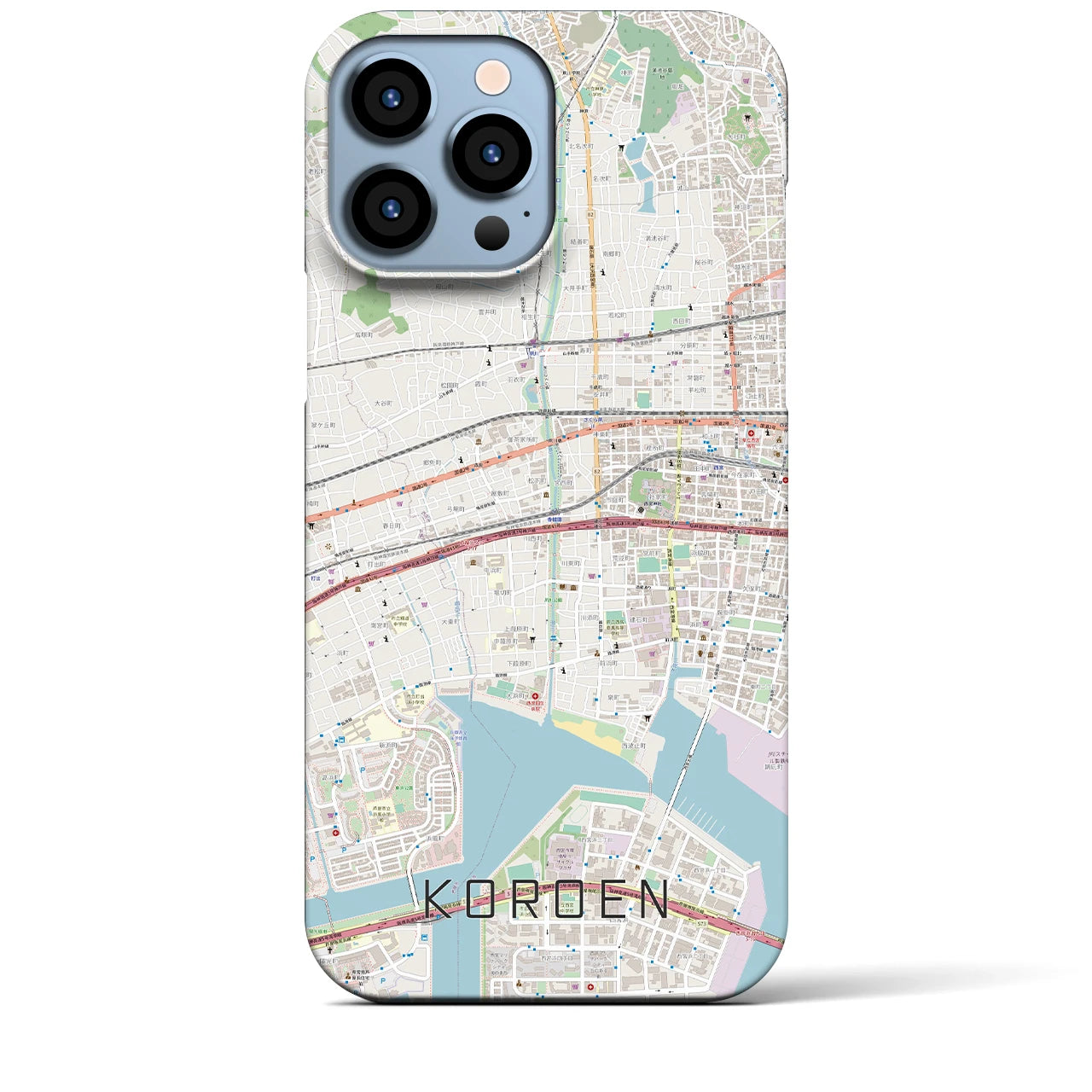 【香櫨園】地図柄iPhoneケース（バックカバータイプ・ナチュラル）iPhone 13 Pro Max 用