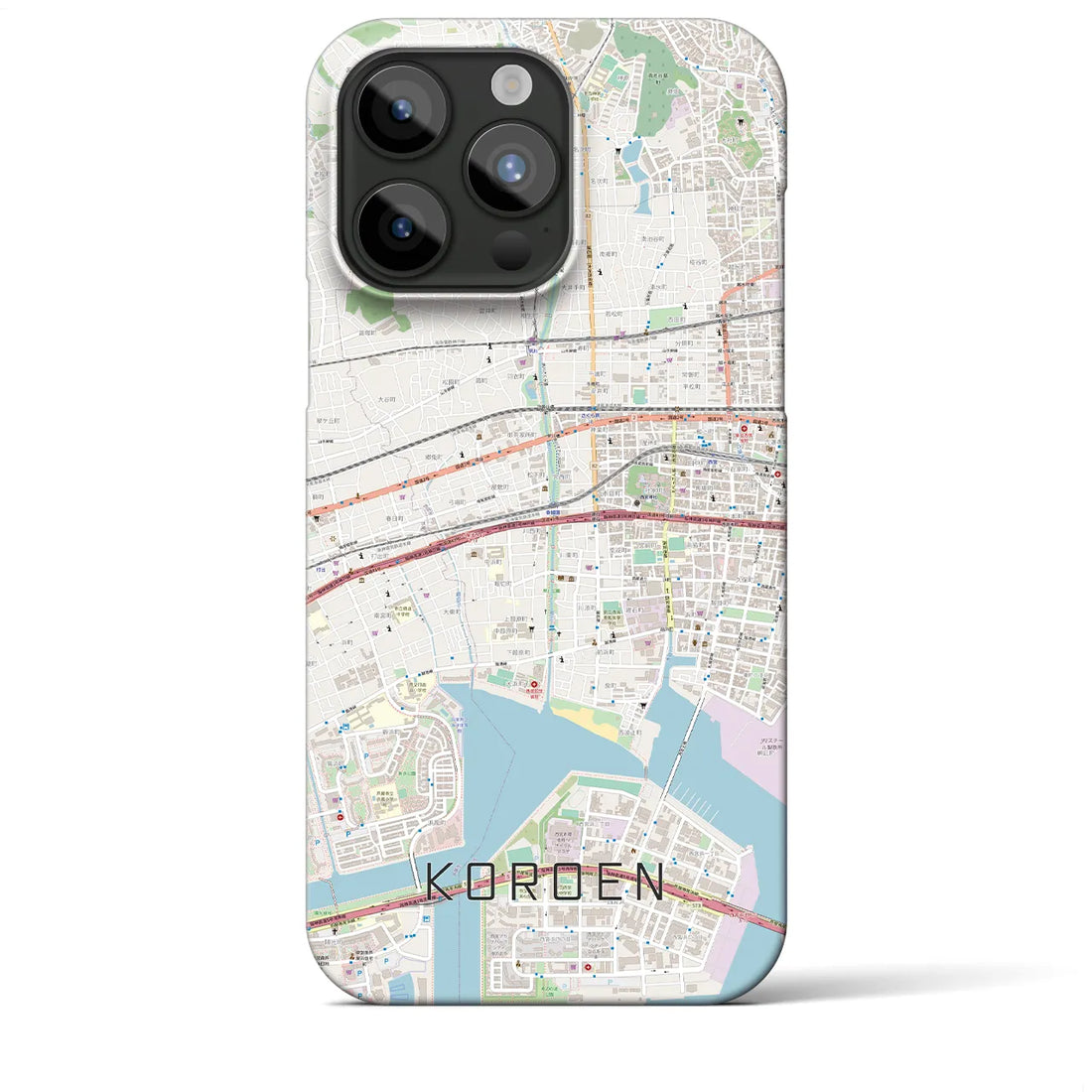 【香櫨園】地図柄iPhoneケース（バックカバータイプ・ナチュラル）iPhone 15 Pro Max 用