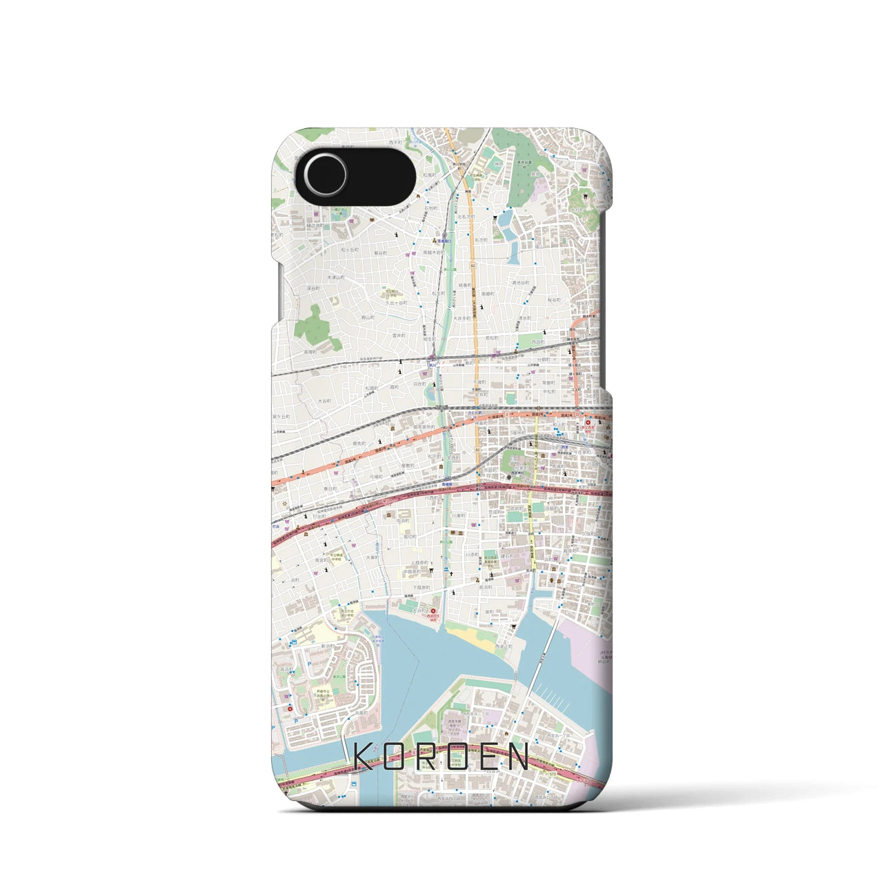 【香櫨園】地図柄iPhoneケース（バックカバータイプ・ナチュラル）iPhone SE（第3 / 第2世代） / 8 / 7 / 6s / 6 用
