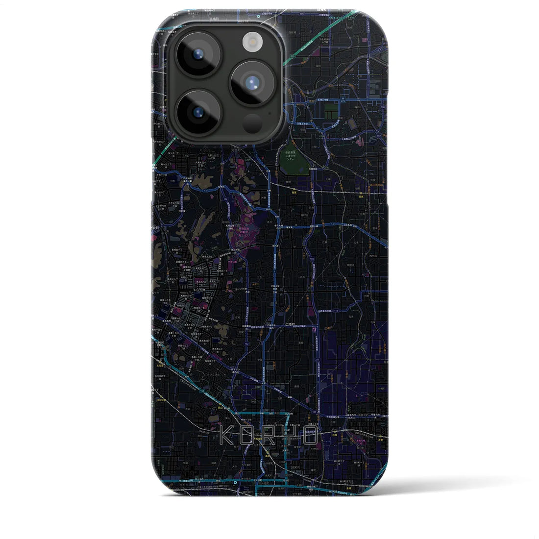 【広陵】地図柄iPhoneケース（バックカバータイプ・ブラック）iPhone 15 Pro Max 用