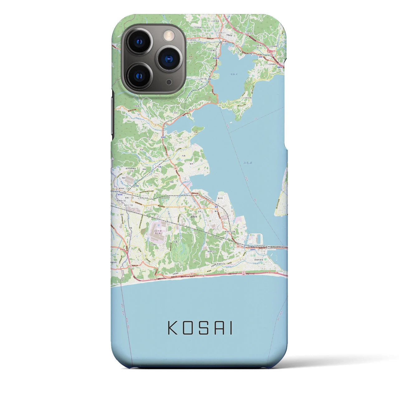 【湖西】地図柄iPhoneケース（バックカバータイプ・ナチュラル）iPhone 11 Pro Max 用