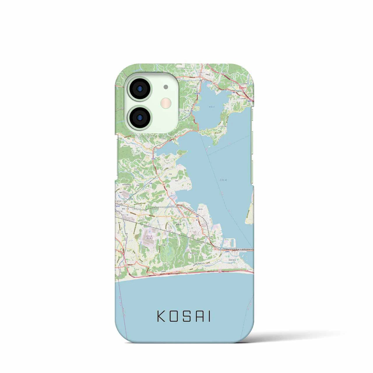 【湖西】地図柄iPhoneケース（バックカバータイプ・ナチュラル）iPhone 12 mini 用