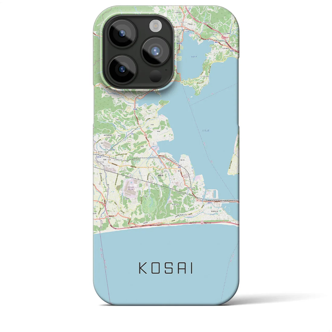 【湖西】地図柄iPhoneケース（バックカバータイプ・ナチュラル）iPhone 15 Pro Max 用