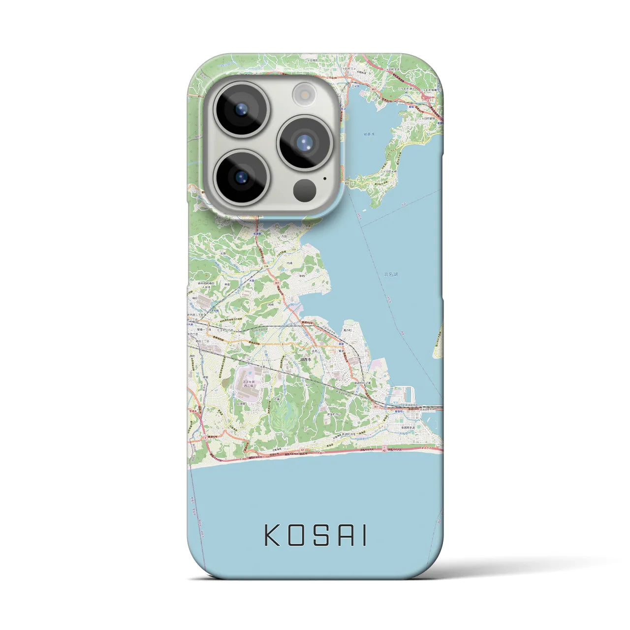 【湖西】地図柄iPhoneケース（バックカバータイプ・ナチュラル）iPhone 15 Pro 用