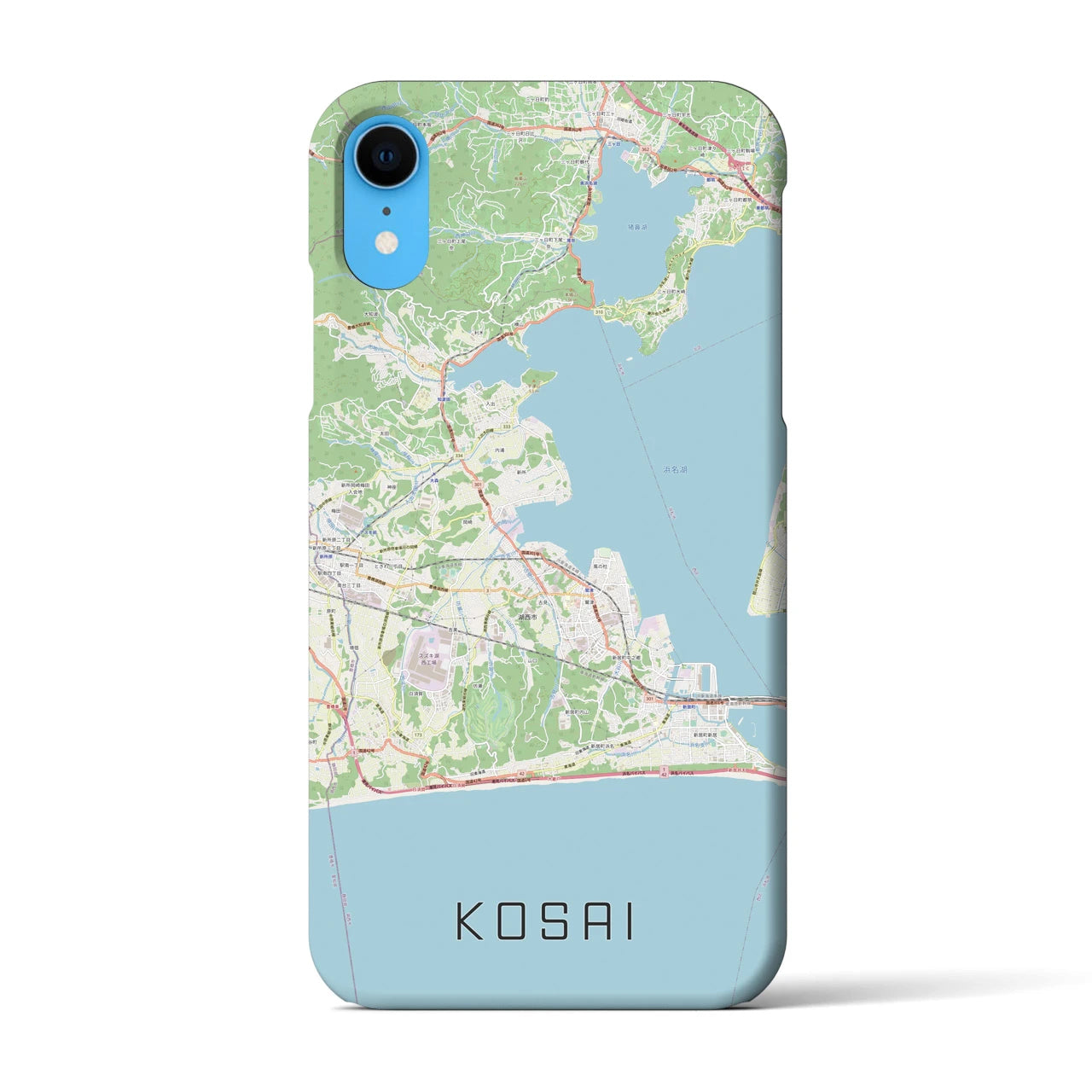 【湖西】地図柄iPhoneケース（バックカバータイプ・ナチュラル）iPhone XR 用
