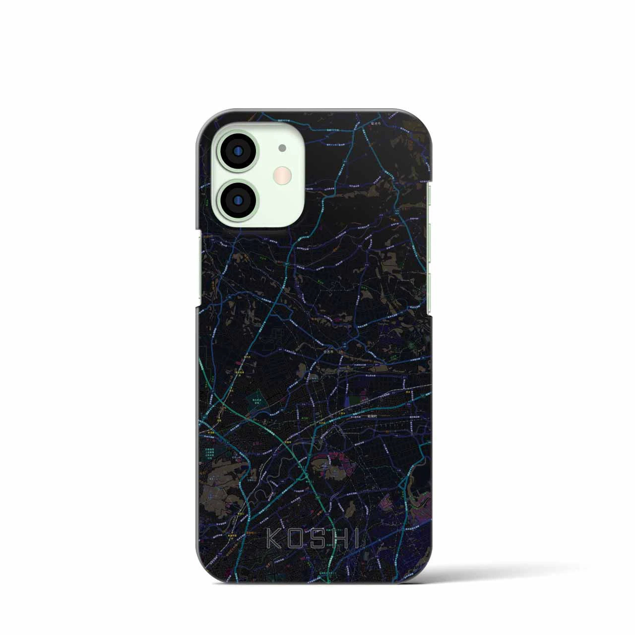 【合志】地図柄iPhoneケース（バックカバータイプ・ブラック）iPhone 12 mini 用