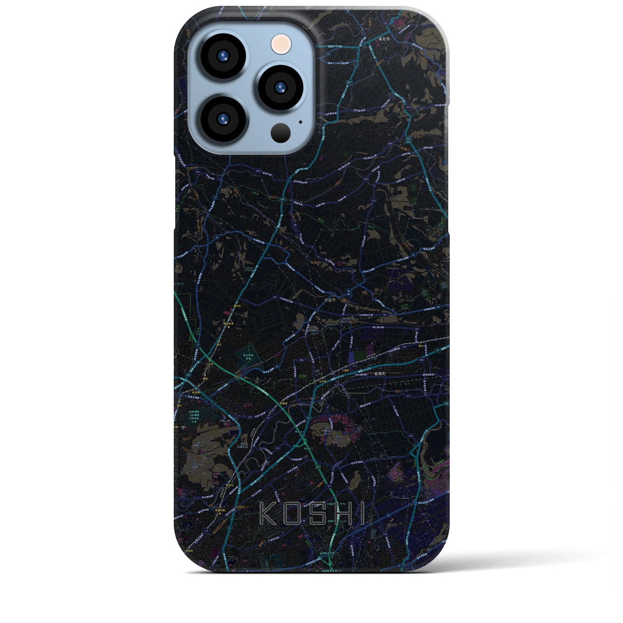 【合志】地図柄iPhoneケース（バックカバータイプ・ブラック）iPhone 13 Pro Max 用