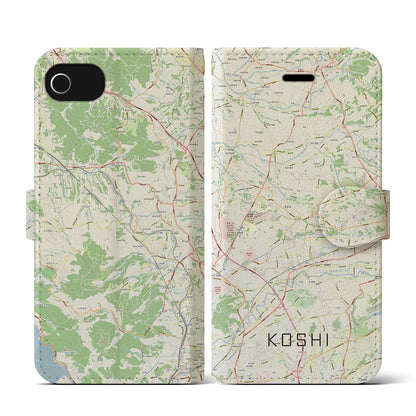 【合志（熊本県）】地図柄iPhoneケース（手帳タイプ）ナチュラル・iPhone SE（第3 / 第2世代） / 8 / 7 / 6s / 6 用