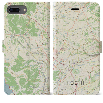 【合志（熊本県）】地図柄iPhoneケース（手帳タイプ）ナチュラル・iPhone 8Plus /7Plus / 6sPlus / 6Plus 用