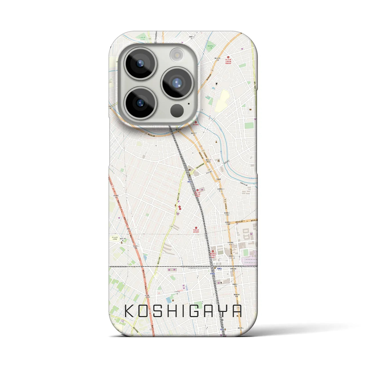 【越谷】地図柄iPhoneケース（バックカバータイプ・ナチュラル）iPhone 15 Pro 用