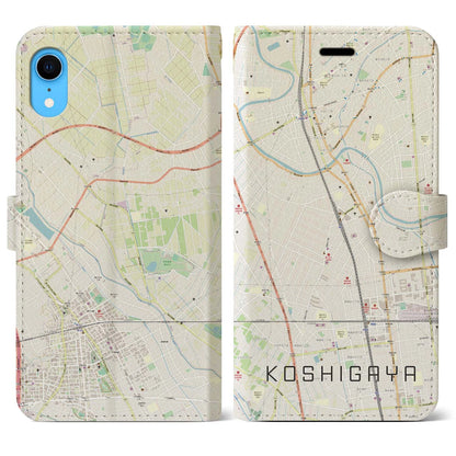 【越谷（埼玉県）】地図柄iPhoneケース（手帳タイプ）ナチュラル・iPhone XR 用