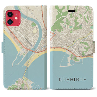 【腰越（神奈川県）】地図柄iPhoneケース（手帳タイプ）ナチュラル・iPhone 11 用