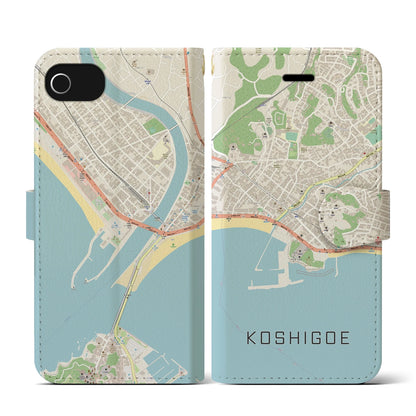 【腰越（神奈川県）】地図柄iPhoneケース（手帳タイプ）ナチュラル・iPhone SE（第3 / 第2世代） / 8 / 7 / 6s / 6 用