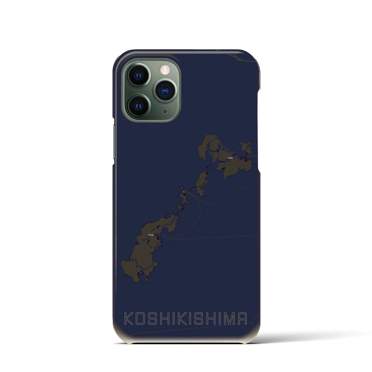 【甑島】地図柄iPhoneケース（バックカバータイプ・ブラック）iPhone 11 Pro 用
