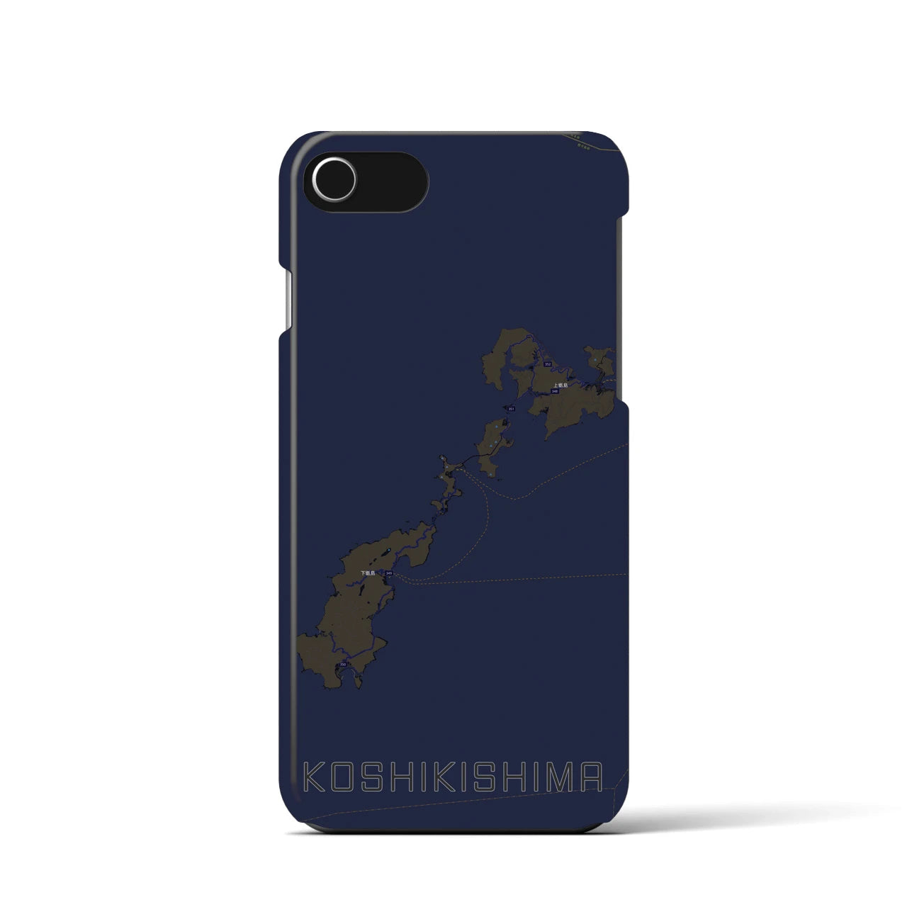 【甑島】地図柄iPhoneケース（バックカバータイプ・ブラック）iPhone SE（第3 / 第2世代） / 8 / 7 / 6s / 6 用
