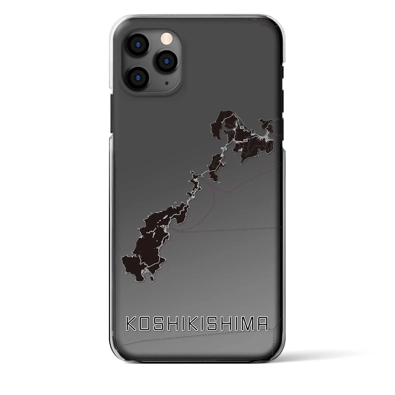 【甑島】地図柄iPhoneケース（クリアタイプ・モノトーン）iPhone 11 Pro Max 用