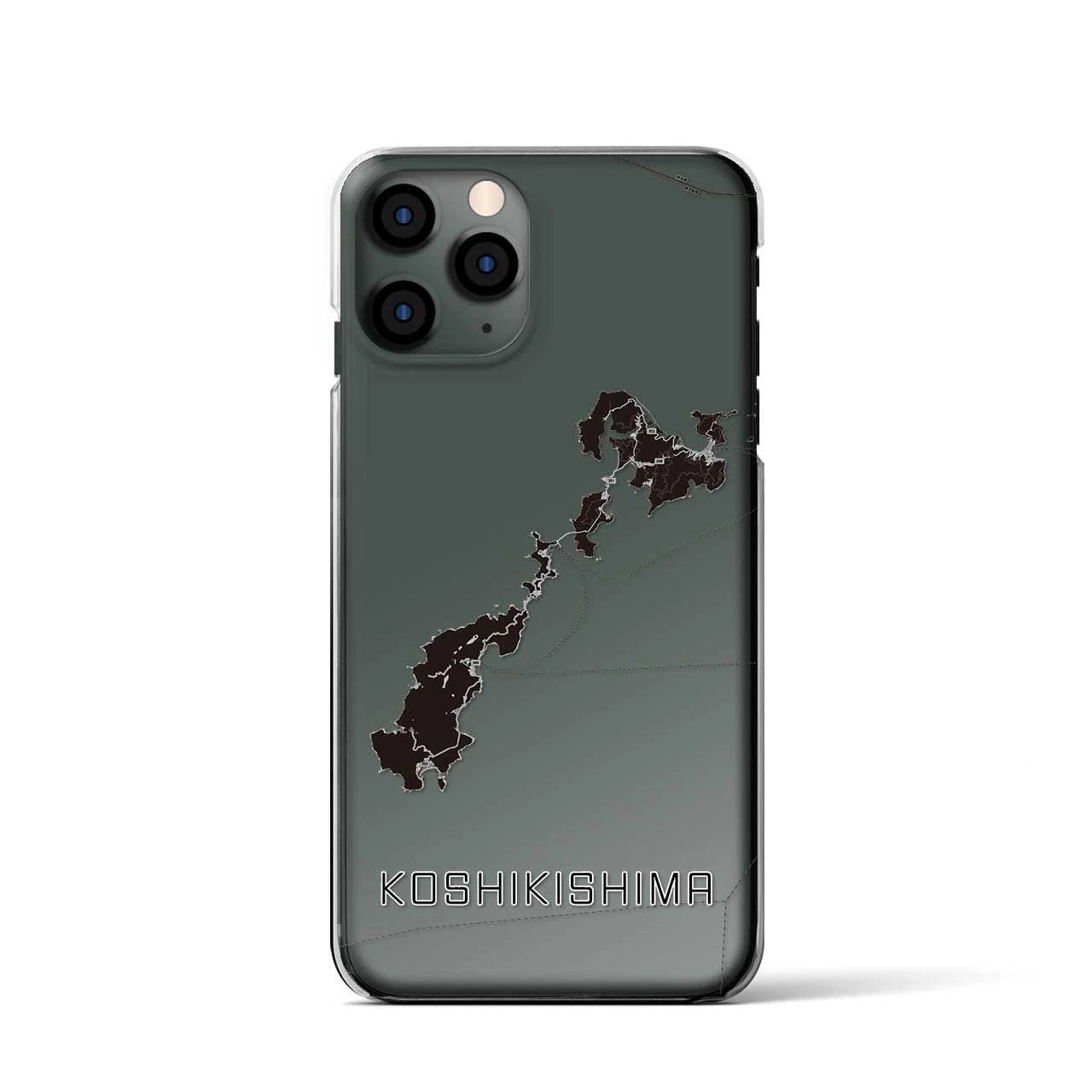 【甑島】地図柄iPhoneケース（クリアタイプ・モノトーン）iPhone 11 Pro 用