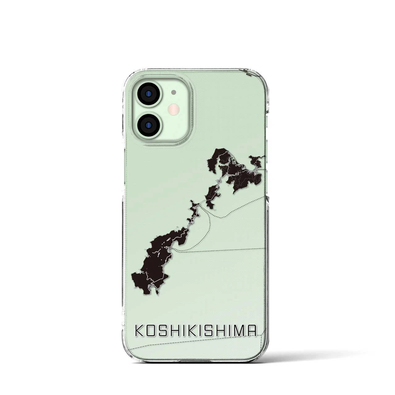 【甑島】地図柄iPhoneケース（クリアタイプ・モノトーン）iPhone 12 mini 用