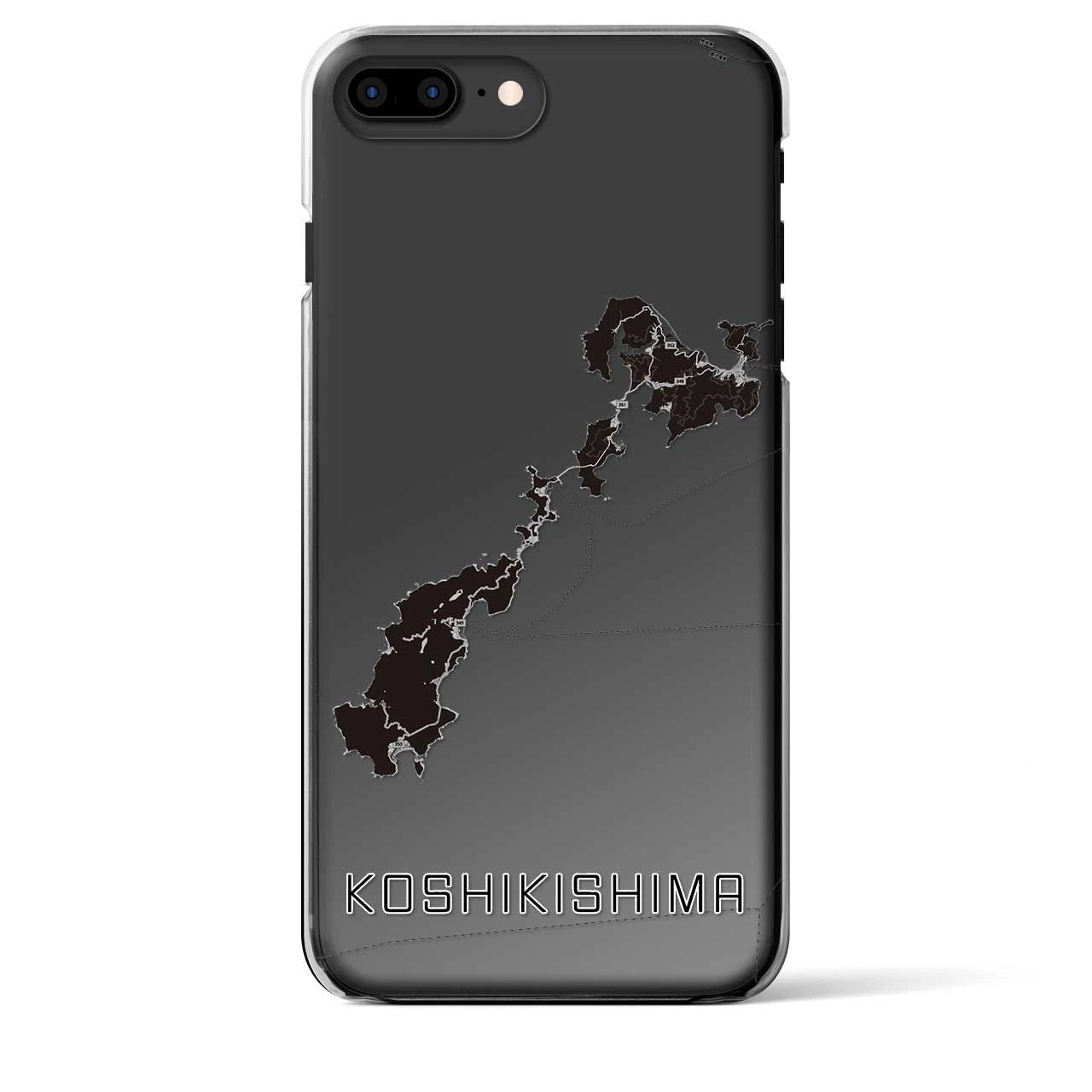 【甑島】地図柄iPhoneケース（クリアタイプ・モノトーン）iPhone 8Plus /7Plus / 6sPlus / 6Plus 用