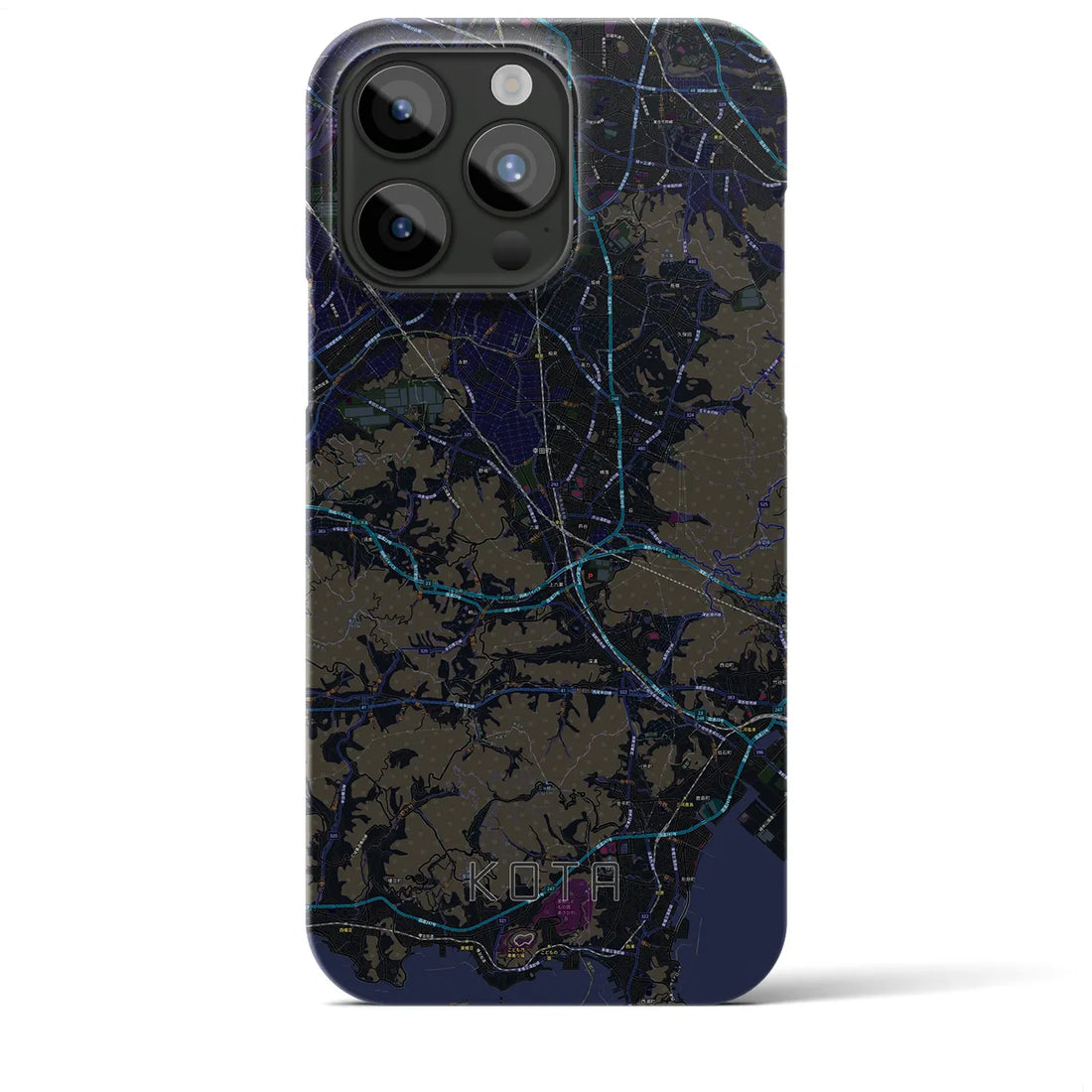 【幸田】地図柄iPhoneケース（バックカバータイプ・ブラック）iPhone 15 Pro Max 用