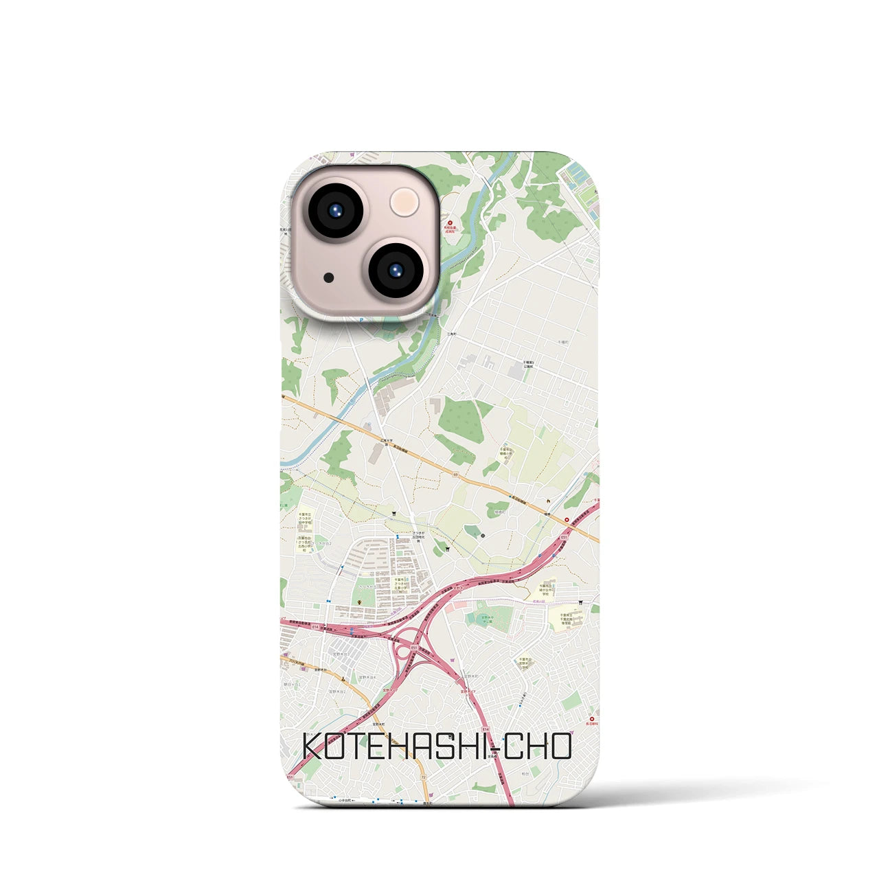 【犢橋町】地図柄iPhoneケース（バックカバータイプ・ナチュラル）iPhone 13 mini 用