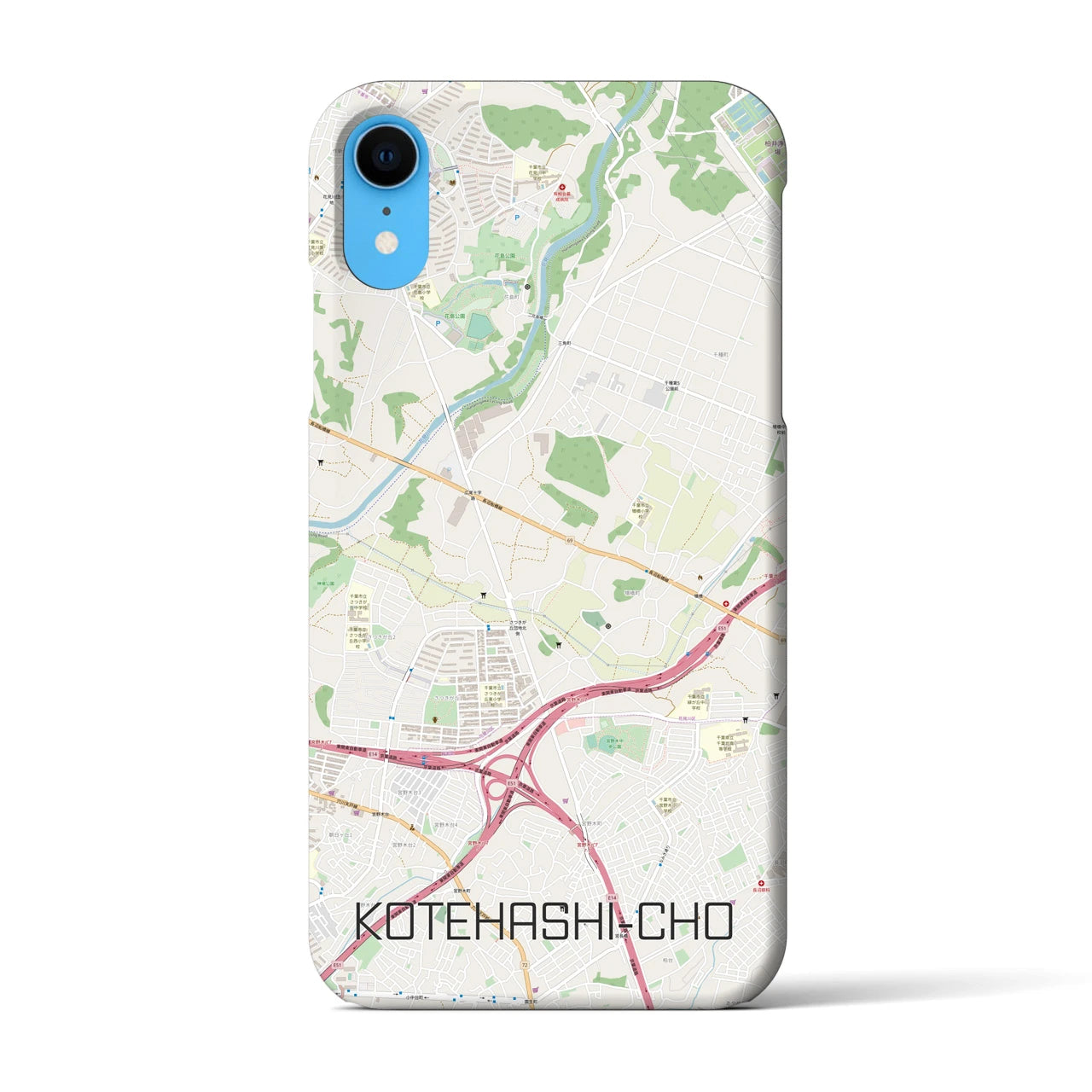 【犢橋町】地図柄iPhoneケース（バックカバータイプ・ナチュラル）iPhone XR 用