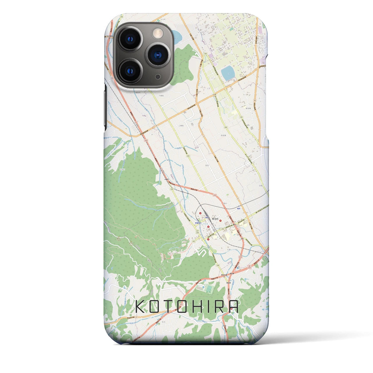 【琴平】地図柄iPhoneケース（バックカバータイプ・ナチュラル）iPhone 11 Pro Max 用