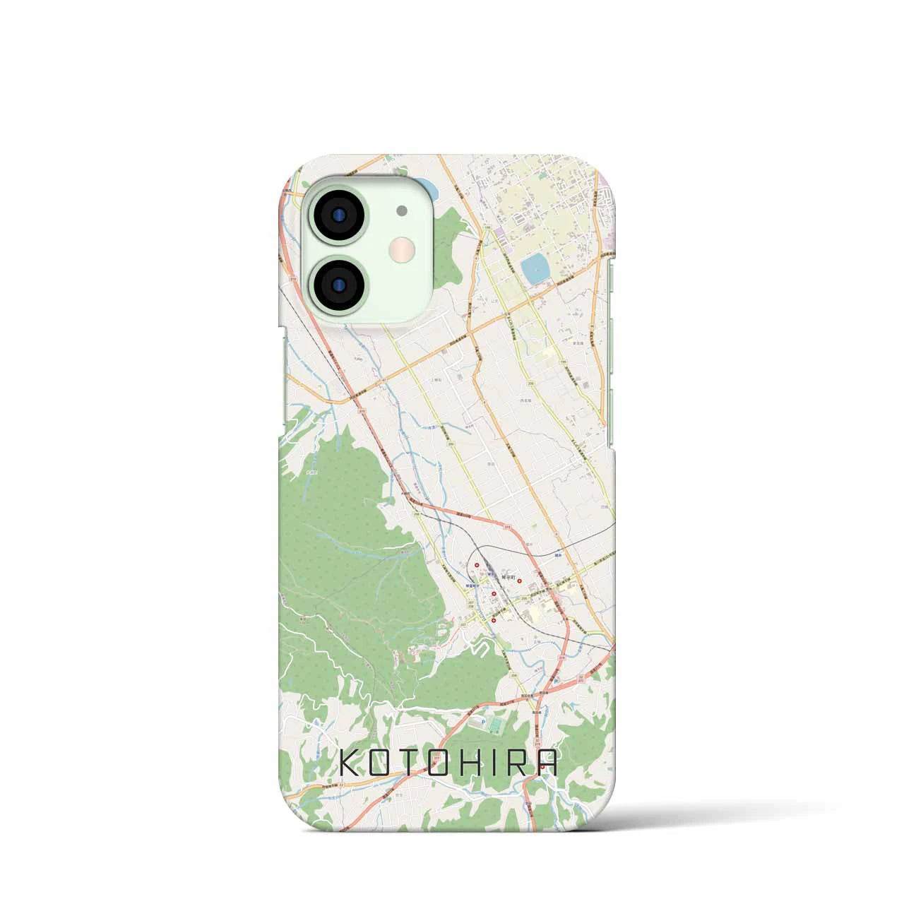 【琴平】地図柄iPhoneケース（バックカバータイプ・ナチュラル）iPhone 12 mini 用