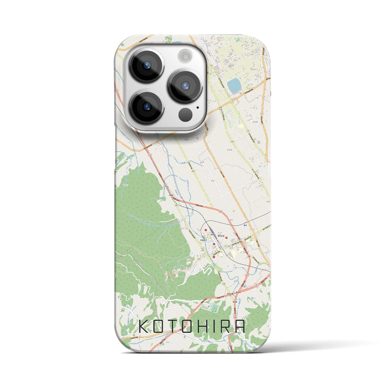 【琴平】地図柄iPhoneケース（バックカバータイプ・ナチュラル）iPhone 14 Pro 用