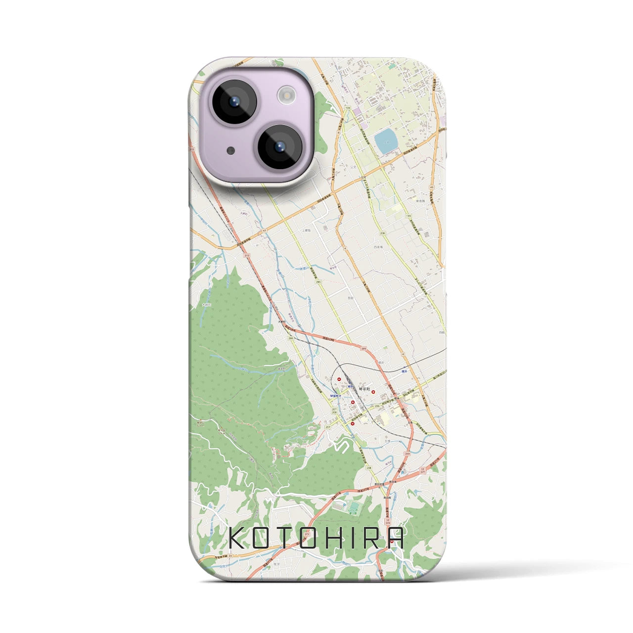 【琴平】地図柄iPhoneケース（バックカバータイプ・ナチュラル）iPhone 14 用