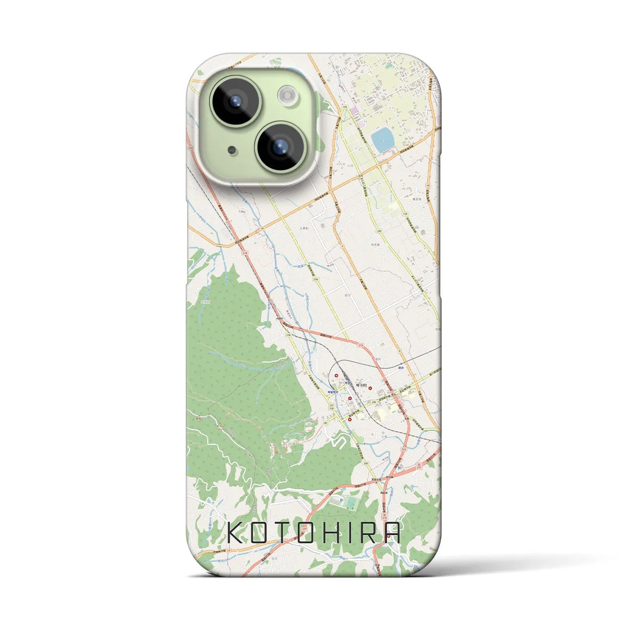 【琴平】地図柄iPhoneケース（バックカバータイプ・ナチュラル）iPhone 15 用