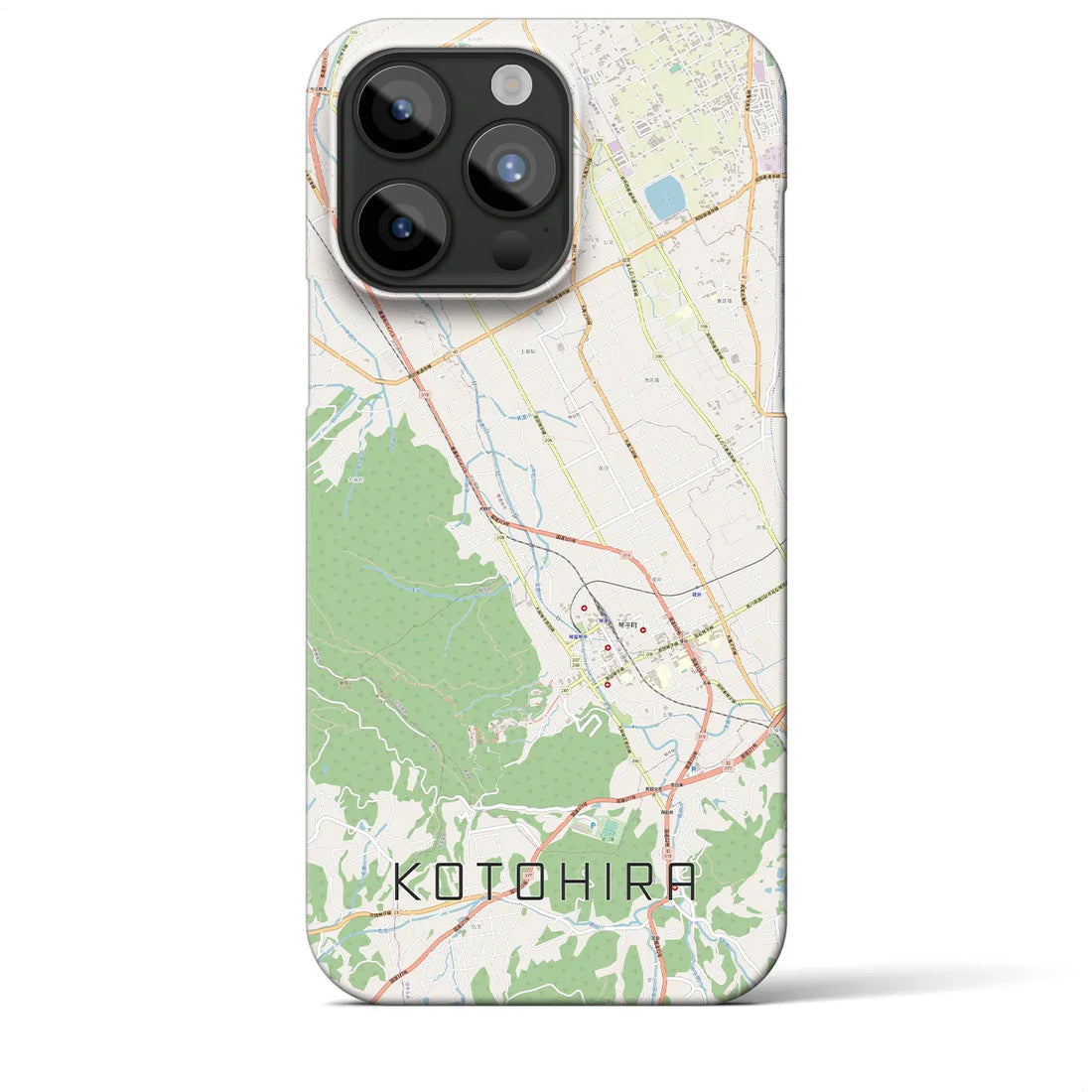 【琴平】地図柄iPhoneケース（バックカバータイプ・ナチュラル）iPhone 15 Pro Max 用