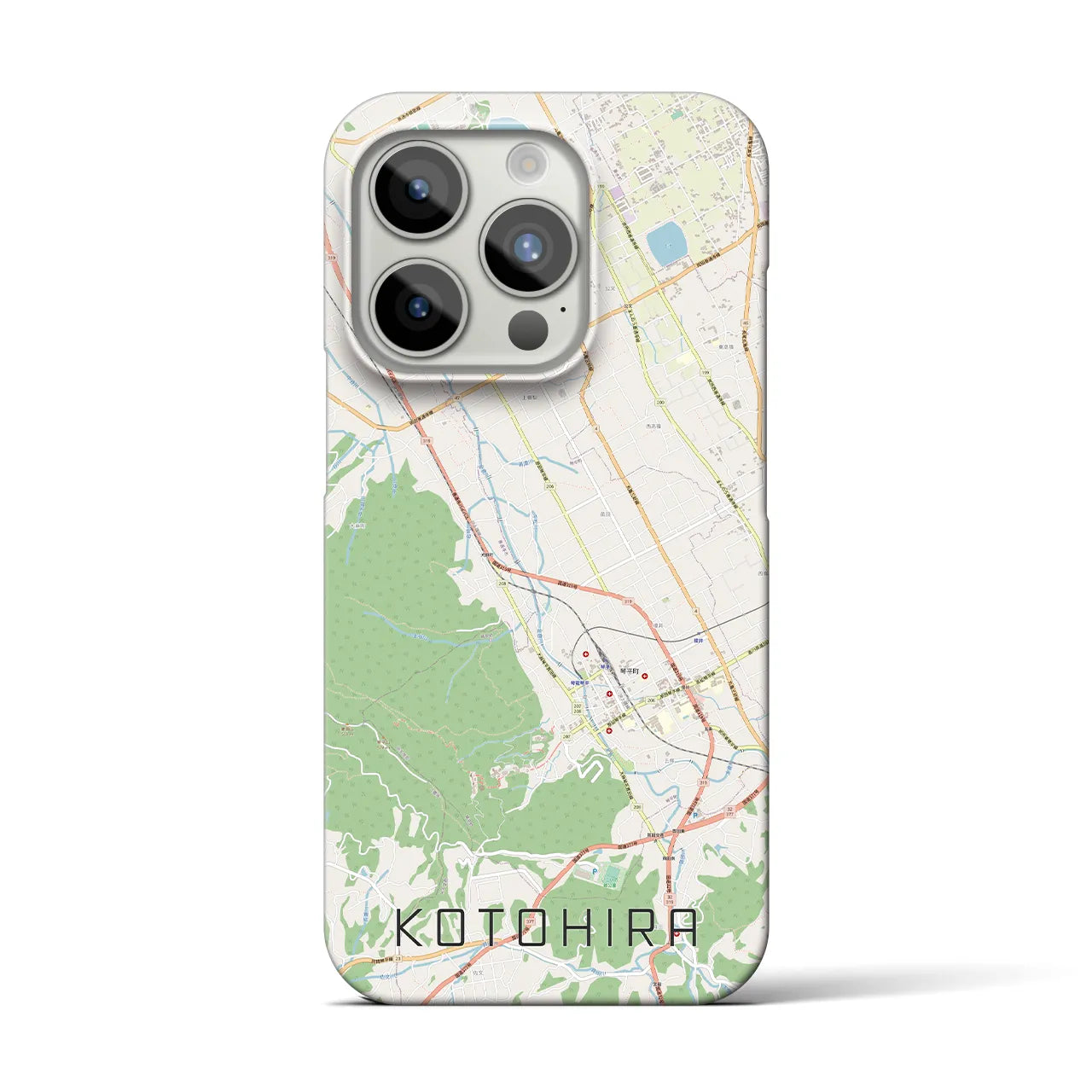 【琴平】地図柄iPhoneケース（バックカバータイプ・ナチュラル）iPhone 15 Pro 用