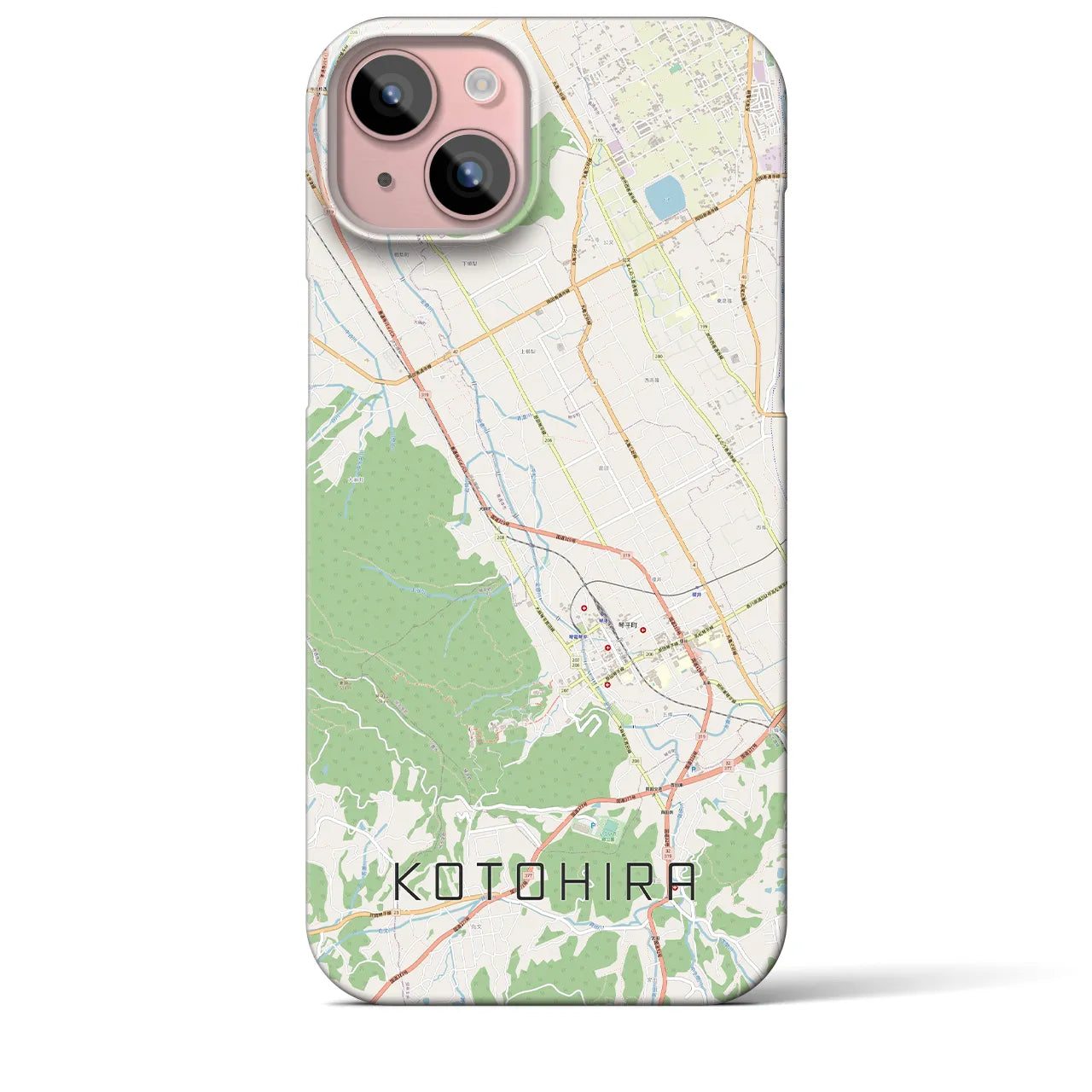 【琴平】地図柄iPhoneケース（バックカバータイプ・ナチュラル）iPhone 15 Plus 用