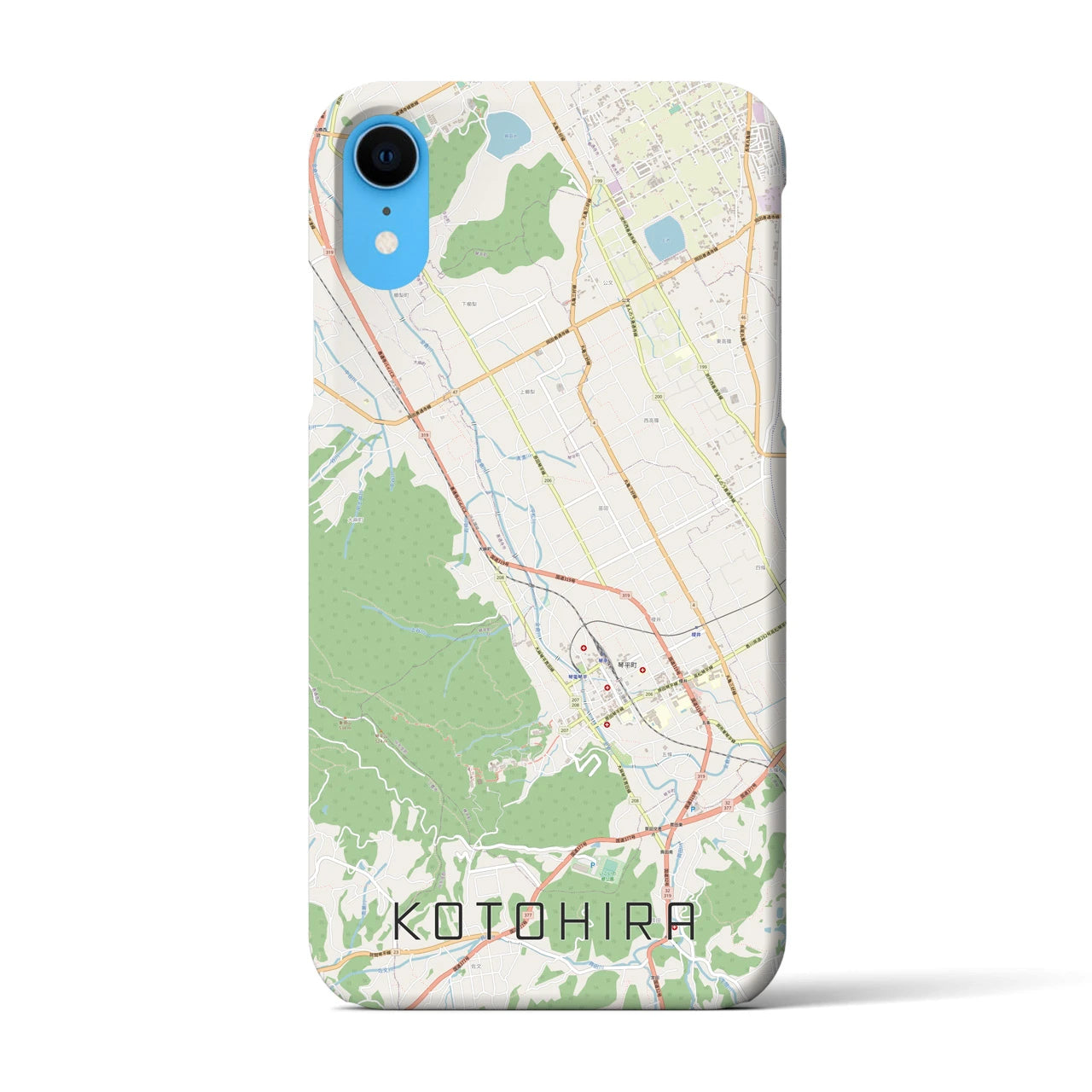 【琴平】地図柄iPhoneケース（バックカバータイプ・ナチュラル）iPhone XR 用