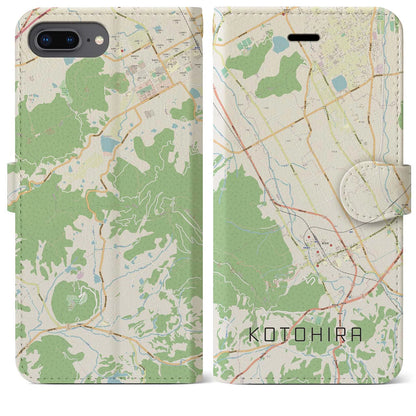 【琴平（香川県）】地図柄iPhoneケース（手帳タイプ）ナチュラル・iPhone 8Plus /7Plus / 6sPlus / 6Plus 用