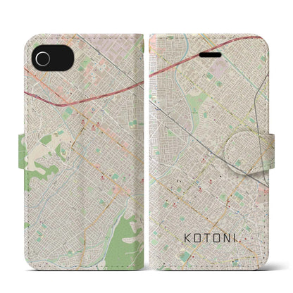 【琴似（北海道）】地図柄iPhoneケース（手帳タイプ）ナチュラル・iPhone SE（第3 / 第2世代） / 8 / 7 / 6s / 6 用