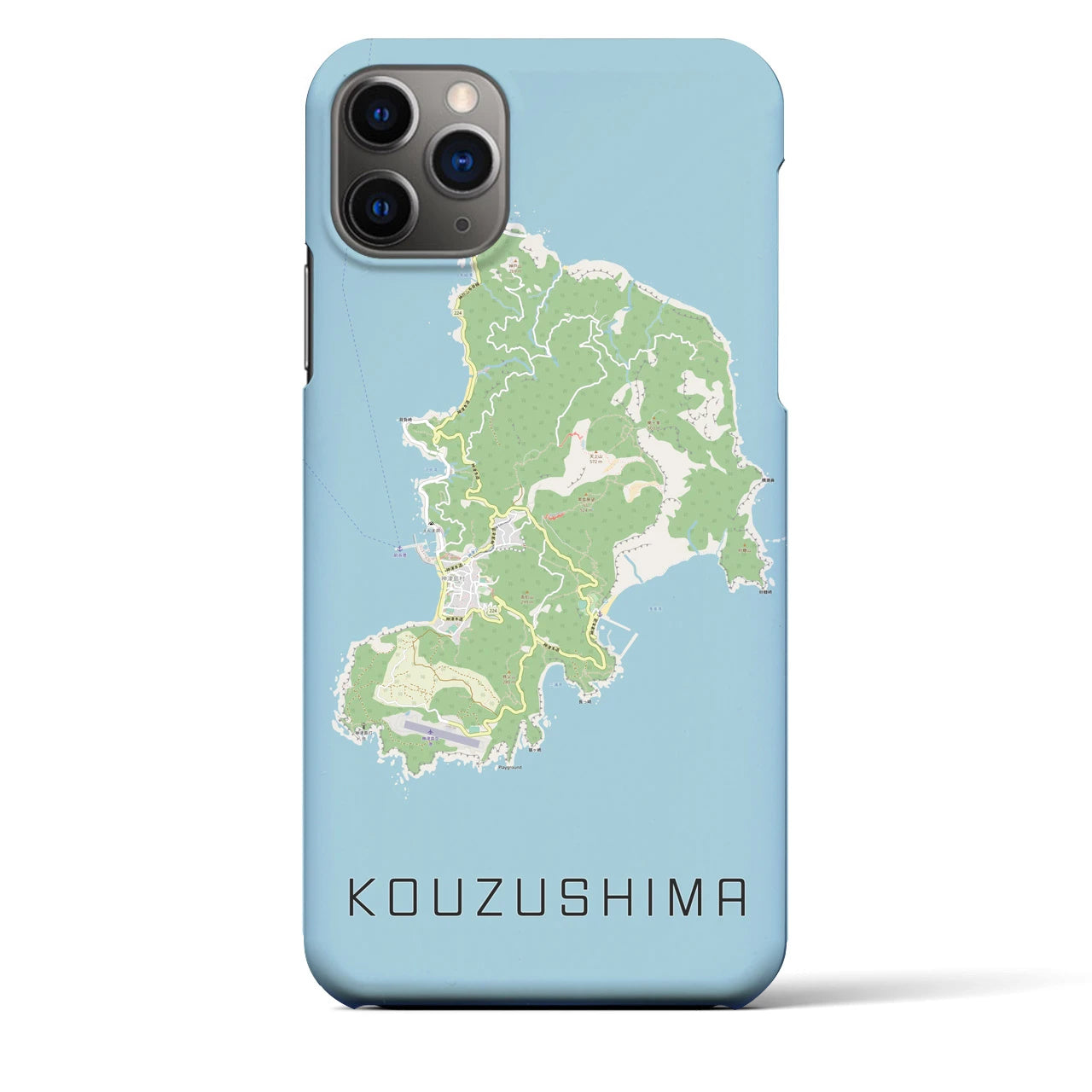 【神津島】地図柄iPhoneケース（バックカバータイプ・ナチュラル）iPhone 11 Pro Max 用