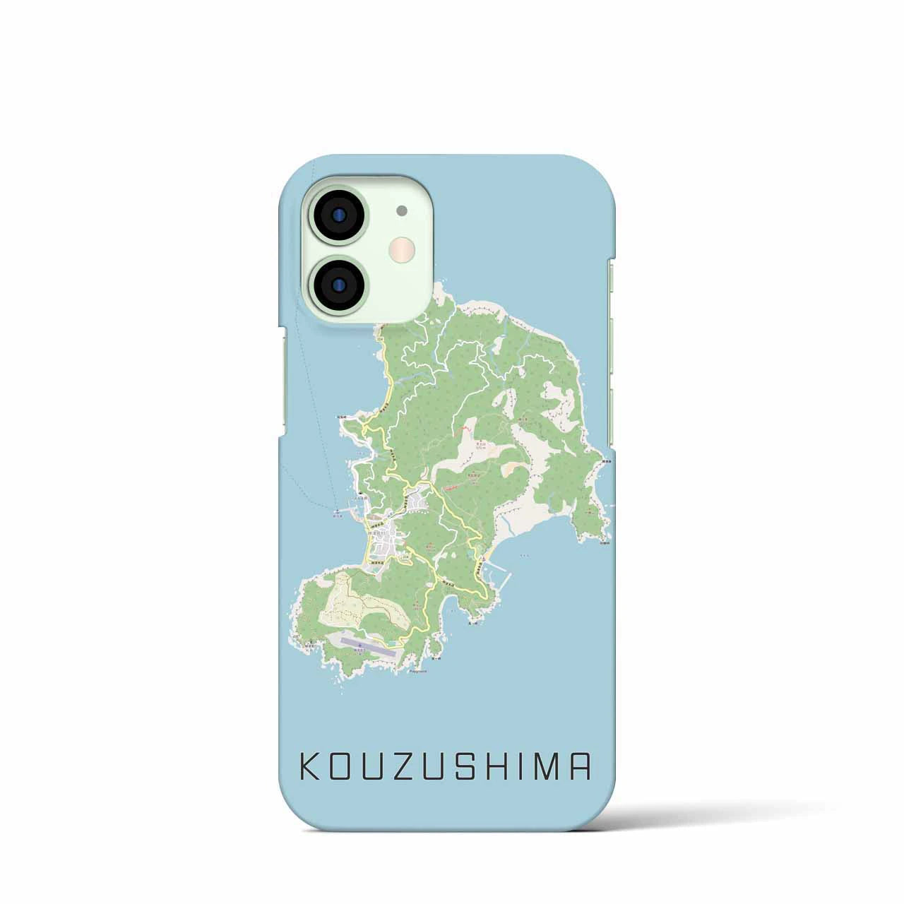 【神津島】地図柄iPhoneケース（バックカバータイプ・ナチュラル）iPhone 12 mini 用